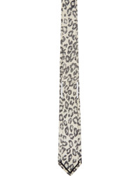 Alexander McQueen Ivory Leopard Print Tie