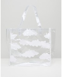 Lazy Oaf Clear Cloud Print Tote Bag