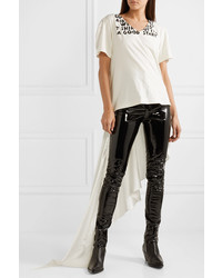 MM6 MAISON MARGIELA Asymmetric Printed Cotton Jersey And Satin Top