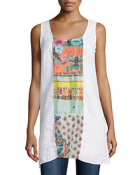 Johnny Was Jwla For Patchwork Scoop Neck Sleeveless Linen Tunic