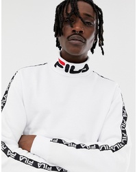 Fila Black Line Drey Logo Turtle Neck Sweatshirt With Taping In White