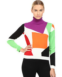 Moschino Boutique Color Block Turtleneck Sweater