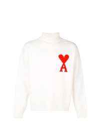 AMI Alexandre Mattiussi Funnel Collar Sweater With Intarsia Ami De Coeur Logo