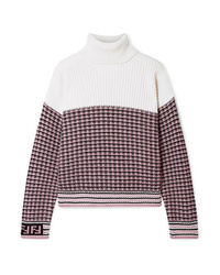 Fendi Paneled Wool And Cashmere Blend Turtleneck Sweater