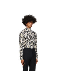 PACO RABANNE White And Gold Lame Jacquard Turtleneck