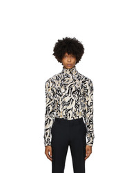 PACO RABANNE White And Gold Lame Jacquard Turtleneck