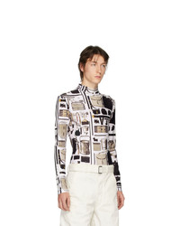 Linder White Printed Stephen Turtleneck