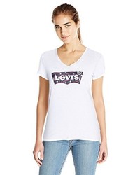 Levi's V Neck T Shirt With Chambray Americana Batwing Applique