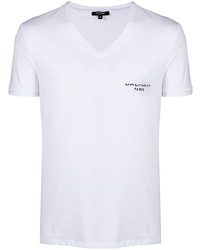 Balmain Logo Print V Neck T Shirt