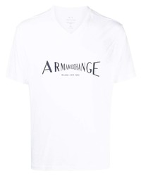Armani Exchange Logo Print V Neck T Shirt