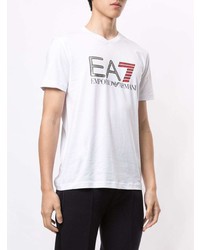 Ea7 Emporio Armani Metallic Ea7 Logo V Neck T Shirt