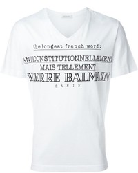 Pierre Balmain Printed V Neck T Shirt