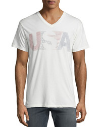 Sol Angeles Usa Faded V Neck T Shirt White