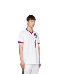 Champion Reverse Weave White Mesh Script Logo T Shirt