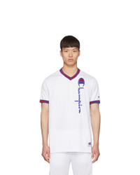 Champion Reverse Weave White Mesh Script Logo T Shirt