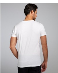 Etro White Paisley Printed Cotton Short Sleeve V Neck T Shirt