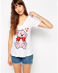 Wildfox Couture Wildfox Teddy V Neck Short Sleeve T Shirt Clean White