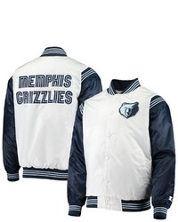STARTE R Whitenavy Memphis Grizzlies Renegade Varsity Satin Full Snap Jacket At Nordstrom