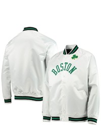 Mitchell & Ness White Boston Celtics Hardwood Classics Satin Full Snap Raglan Jacket At Nordstrom