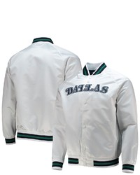 Mitchell & Ness White Dallas Mavericks Hardwood Classics Satin Full Snap Raglan Jacket