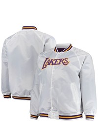 Mitchell & Ness White Los Angeles Lakers Big Tall Hardwood Classics Raglan Satin Full Snap Jacket At Nordstrom