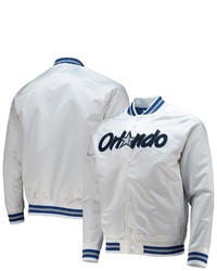 Mitchell & Ness White Orlando Magic Hardwood Classics Satin Full Snap Raglan Jacket