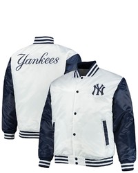 FANATICS Whitenavy New York Yankees Satin Full Snap Jacket