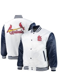 FANATICS Whitenavy St Louis Cardinals Big Tall Satin Full Snap Jacket