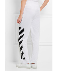 Off-White Printed Cotton Jersey Track Pants Large