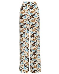 Etro Wide Leg Abstract Print Silk Trousers
