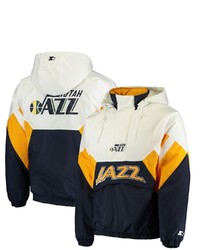 STARTE R Whitenavy Utah Jazz The Line Up Oxford Hoodie Half Zip Jacket