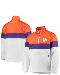 G-III SPORTS BY CARL BANKS White Clemson Tigers No Huddle Half Zip Pullover Jacket