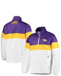 G-III SPORTS BY CARL BANKS White Lsu Tigers No Huddle Half Zip Pullover Jacket