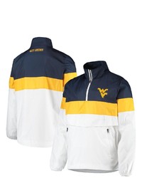 G-III SPORTS BY CARL BANKS White West Virginia Mountaineers No Huddle Half Zip Pullover Jacket