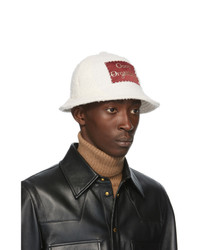Gucci White Wool Label Bucket Hat