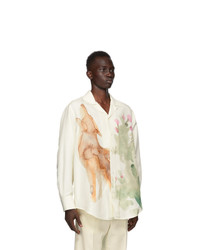 Jil Sander Off White Wool And Silk Coyote Shirt