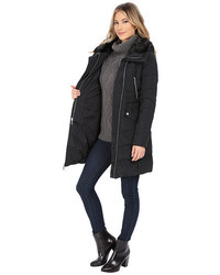 French Connection Belted Puffer Coat W Fur Inside Bib