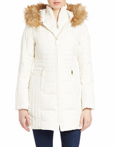 Vince camuto puffer jacket outlet with faux fur collar