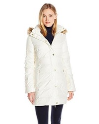 Big Chill Mid Length Puffer Coat With Faux Fur Trimmed Hood