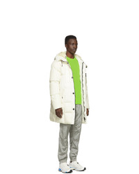 Stone Island Off White Down Hooded Puffer Jacket