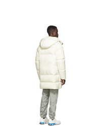 Stone Island Off White Down Hooded Puffer Jacket