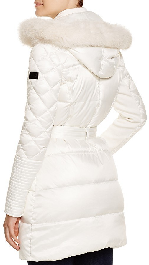 BCBGMAXAZRIA Quilted Coat With Fox Trim 438 Bloomingdale s