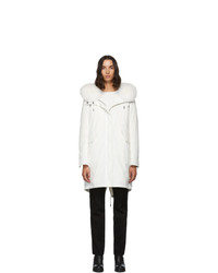 Yves Salomon Army White Down And Fur Bachette Coat