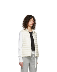 Moncler Off White Down Knit Zip Up Jacket