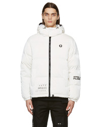 AAPE BY A BATHING APE Off White Down Rubberized Jacket