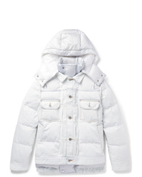 Sacai Quilted Denim And Shell Hooded Down Jacket