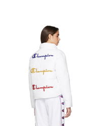 Champion Reverse Weave White Back Script Puffer Jacket
