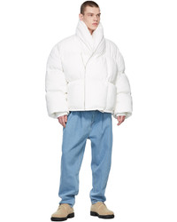 Hed Mayner White Double Breasted Puffer Jacket