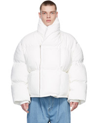 Hed Mayner White Double Breasted Puffer Jacket