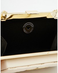 Love Moschino Quilted Frame Clutch In Ivory